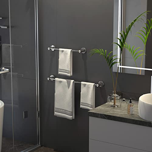 Adjustable 16 To 27.6 Inch Single Towel Bar, Imomwee Chrome Finished Sus304 Stainless Steel Bath Towel Holder, Wall Mounted Towel Rail For Bathroom Kitchen Washroom, 1" Diameter Towel Rod With Hooks #TOP6