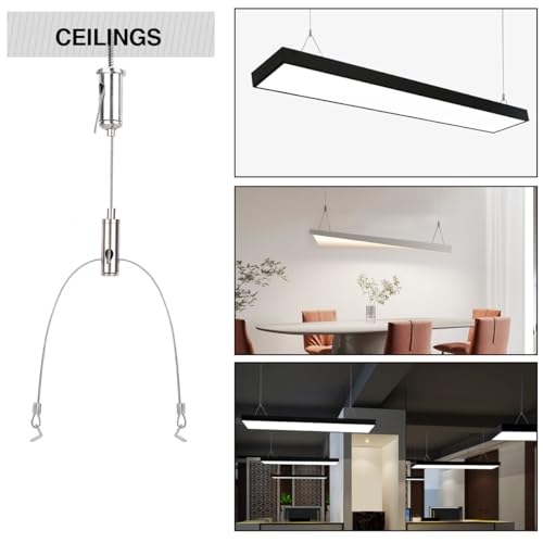 Image of 10 Set / 20 pcs Lighting Light Suspension Kit, 5ft Adjustable Luminaire Hanging Wire, 2ft Not Adjustable Steel Cable for Commercial Aquarium LED Panel Light LED Shop Lights Aquarium Lights