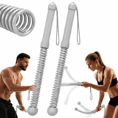 Cordless Ropeless Weighted Battle Rope Sticks, Portable Home Gym Workout Exercise for Full-Body Strength Training, Durable Fitness Accessories with Smooth Flow Design, Ideal for Indoor Cardio (Gray)