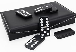 Dominoes Set for Adults - Domino Set for Classic Board Games - Dominoes Double 6 for Family Games - Double Six Standard Dominos Set 28 Tiles with Black Leather Case