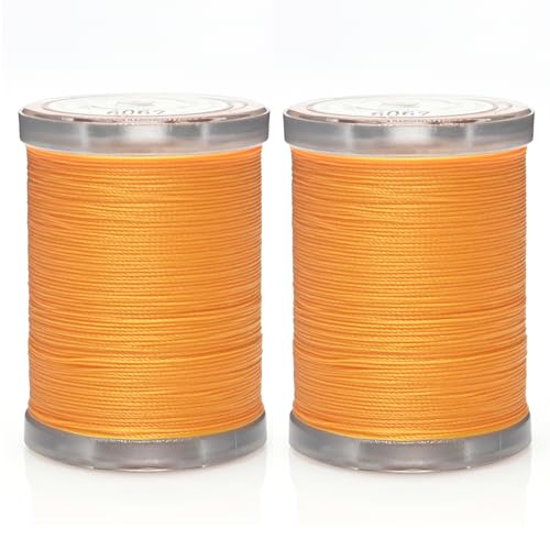 Image of Selric 300Yards Extra Strong Bonded Nylon Thread for Leather Sewing, Orange Heavy Duty Upholstery Thread for Heavy Fabric (2 Spools)-Orange