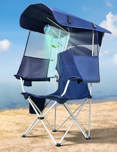 Docusvect Beach Chair with Canopy Shade and Fan...