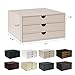UnionBasic Leather Desktop Drawer Organizer, File Cabinet Magazine Document Holder, Office Supplies Desk Storage Organizer Box, 3 Drawer, Coffee