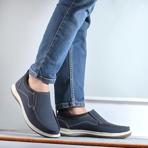 Image of Centrino Slip On Shoes for Man | Loafers for Men Stylish | Soft Cushioned Insole | Lightweight Comfortable Moccasins | Hand-Stitched Design | Casual Mens Loafer Shoes for All-Day Comfort (9785)