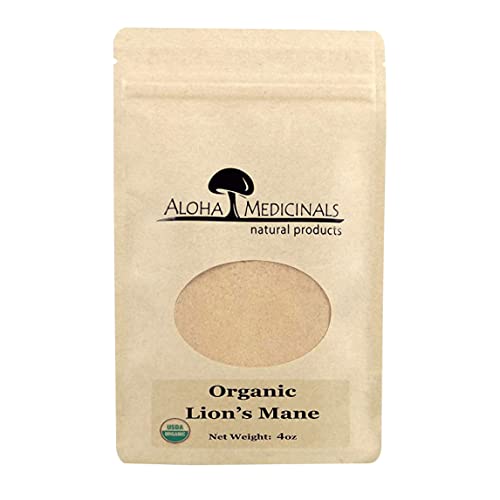 Aloha Medicinals Lion’s Mane, Certified Organic Mushroom Supplement,Supports Memory and Concentration, Bag of 4 oz Powder