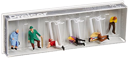 Figura modelo Preiser 10027 pasajeros sentados en bancos HO miniatura 1