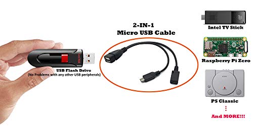 AuviPal 2-in-1 Powered Micro USB to USB OTG Adapter Cable for Firestick 4K, Playstation Classic, Sega Genesis Mini, S/NES Classic Mini and More