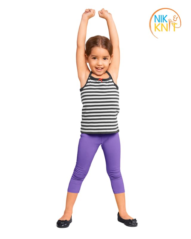 Image of NIK & KNIT Premium Stretchable Plain Capri Leggings for Girls /Kids | Night Wear | Leggings /Capris (Top /T-Shirt NOT Included)