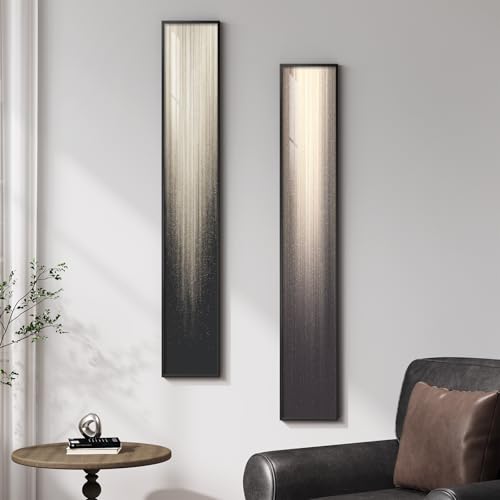 Framed Vertical Abstract Wall Art Set of 2, Long Narrow