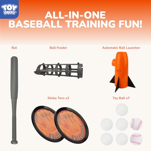 TOY Life Baseball Pitching Machine for Kids Training Tball Set– Toddler Pitching Machine Auto Launcher with 7 Balls, Bat & Sticky Gloves | Pop and Pitch Baseball Toy for Boys & Girls Ages 5-12 by TOY Life - Used condition - Image 5