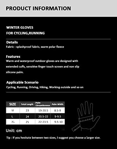 Autumn Winter Thin Thermal Gloves Unisex Warm Running Cycling Gloves with Touchscreen Anti-slip Silicone Outdoor Windproof Sport Gloves with Thickened Fleece Liner