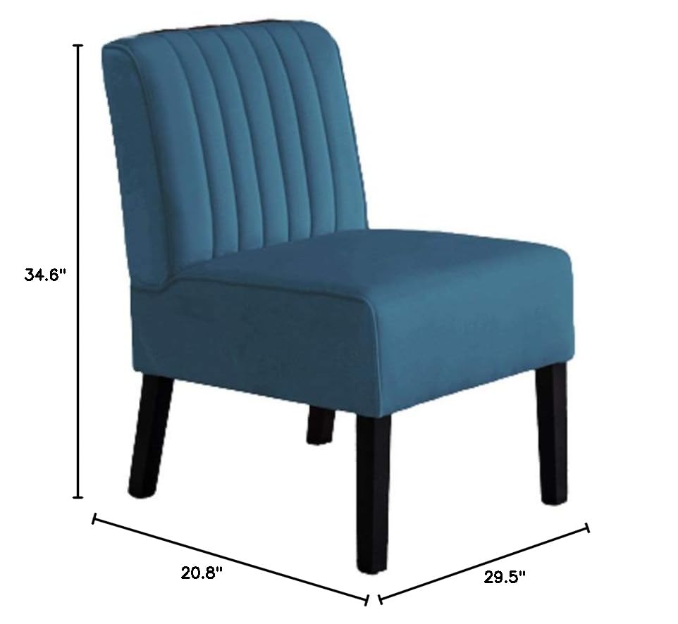 Sillón con tapizado de terciopelo y estructura de madera Azul miniatura 2