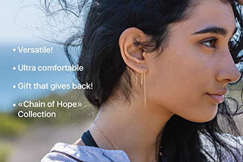 Benevolence LA Gold Plated Chain Earrings, Double Piercing Drop Dangle Long Threaders for Women, Fashion Accessories for Women3