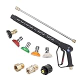 AIM Tools Pistolet Nettoyeur Haute Pression 4000 PSI avec 5 Embouts de Buse de Pulvérisation, 40 cm Baguette d'Extension, Raccord M22 14mm et Connecteur Rapide Adaptateur s'adapte Karcher