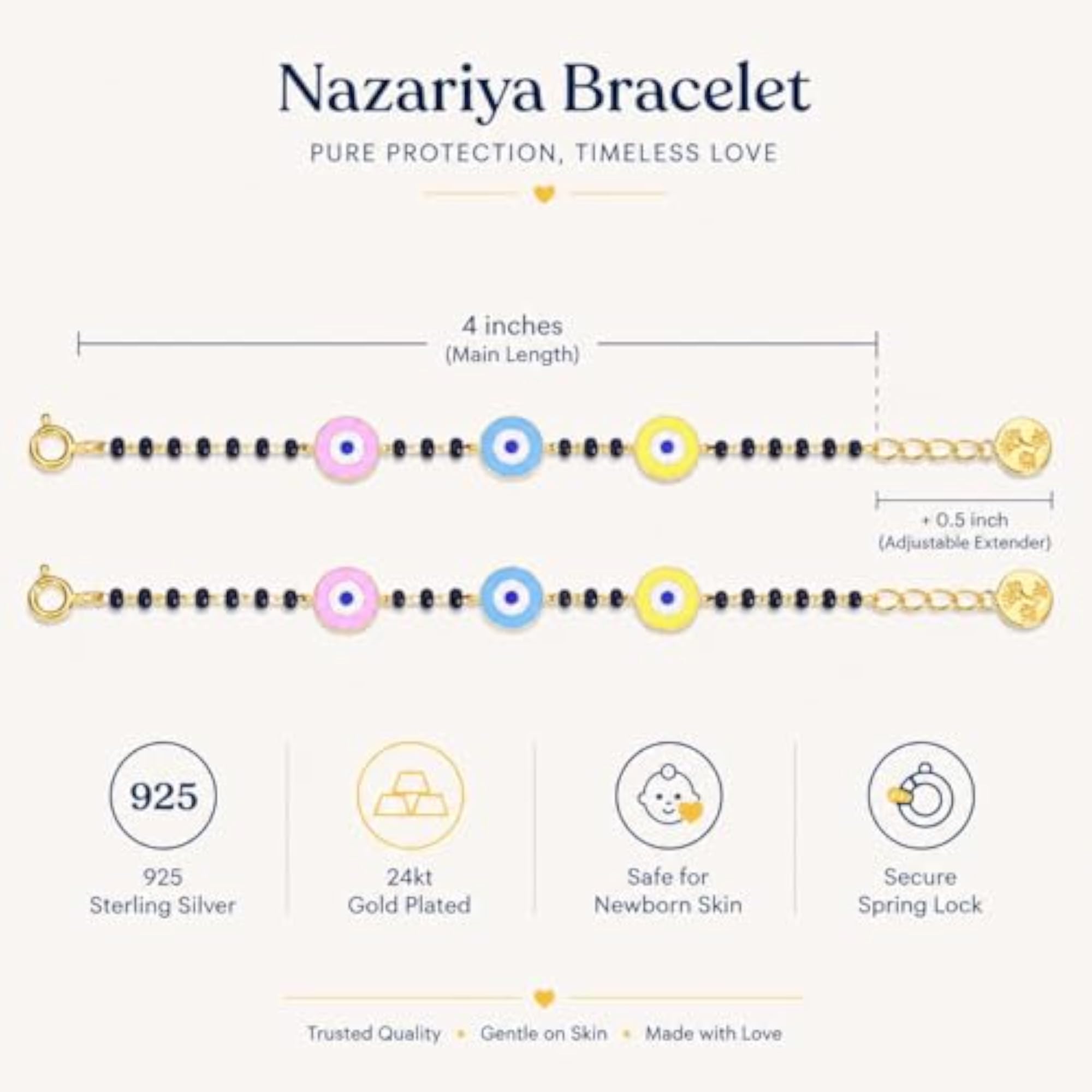 3 Evil Eyes Nazariya in 925 Sterling Silver