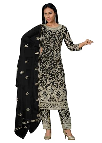 Costume droit pour femme pailleté 13669 en filet brodé