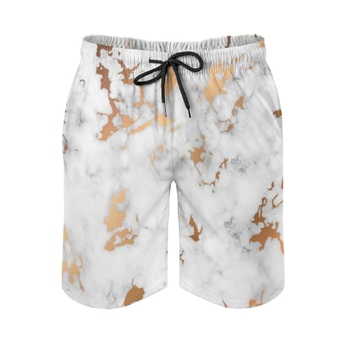 Shorts de bain homme marbre d'or maillot blanc taille S
