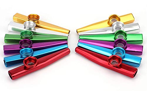 Ruimada Lot de 12 kazoo en aluminium pour instruments de musique pour enfants, guitare, ukulélé, violon, piano Cover