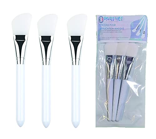 PARENCE - Lot de 3 pinceaux à masques en fibre de silicone brossée / Masque Visage, Pinceau Brosse pour d'Application Facial Boue / Beauté Cover