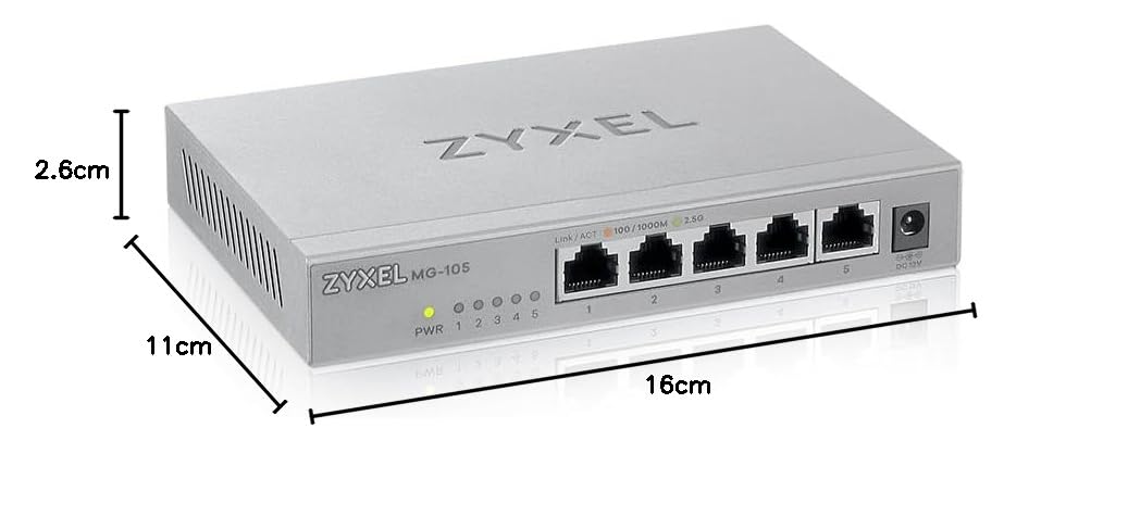 Zyxel 5-Port 2.5G Multi-Gigabit Unmanaged Switch for Home Entertainment or SOHO Network [MG-105]