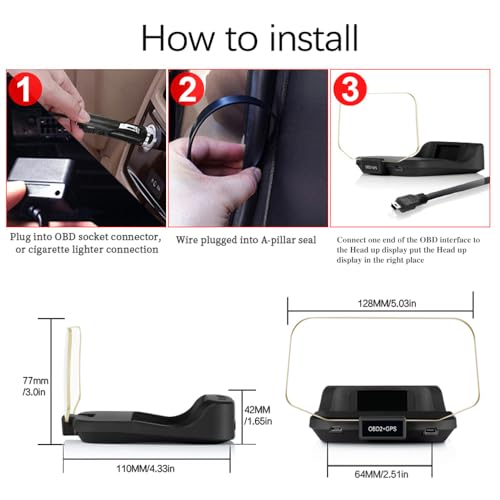 Pantalla frontal OBD y GPS para coche con velocímetro HD y diagnosis de fallos 2