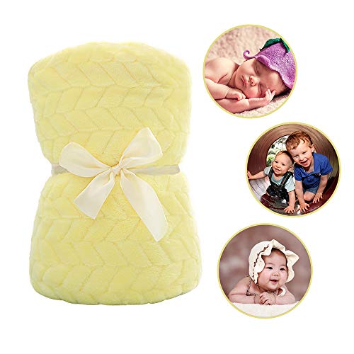 Baby Blanket Flannel, Cozy Throw Blankets For Newborn Infant And Toddler, Super Soft And Warm Receiving Baby Blanket For Crib Stroller (Yellow 25 * 32") #TOP1