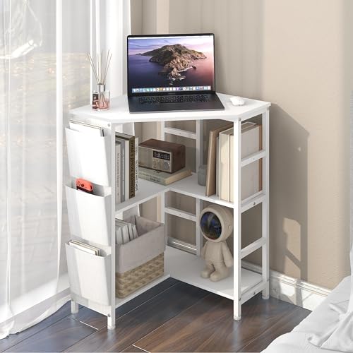 Miniatura 3 de Vedecasa Mesa De Impresora Blanca, Soporte Para Impresora De 3 Pisos, Con Estación De Carga, 2 Enchufes Y 2 Puertos Usb, Bolsillos Laterales, Pies Ajustables, Soporte Para Cpu