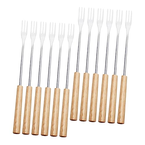 MOLUCKFU 12pcs Chocolate Fondue Fork Chocolate Fondue Sticks Bbq Fork Chocolate Forks Reusable Fruit Forks Cheese Fondue Forks Kabob Sticks Fondue Dipping Forks Chocolate Dipping Forks Wood