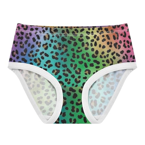 Cotton Toddler Girls Underwear Leopard Print Rainbow Gradient Little Girl Panties Durable Kids Briefs Undies 2t