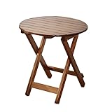 BplusZ Small Round Folding Side Table - Portable End Table for Outdoor Patio Use, Ideal as Coffee Table or Plant Stand, 19.1' D x 19.1' W x 19.85' H, Brown