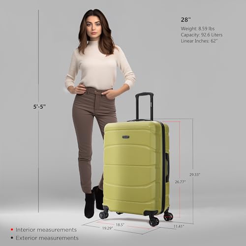 Image of DUKAP SENSE 28-Inch Large Hardside Spinner Luggage Durable Zippered Green