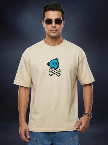 Image of Veirdo Oversized Baggy Fit Drop Shoulder Graphic Printed Design Half Sleeve T-Shirt for Men (Available Sizes: S to 2XL)