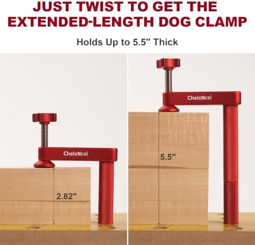 CheisXcel 6pcs 3/4" Bench Dog Clamp Detachable Extended Rod for Woodworking - 3