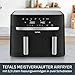 Tefal Dual Easy Fry Heißluftfritteuse 8,3 L – Airfryer mit 2 Kammern & XL-Schublade, 7 Programme, 2700 W, Extra-Crisp-Technologie, fettarm frittieren & energiesparend, spülmaschinenfest EY9018
