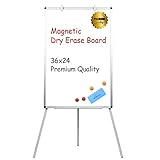 Magnetic Dry Erase Board, 36 x 24 Dry Erase Board with Stand, Adjustable Height, Smooth & Durable Surface, Lightweight & Portable Tripod Whiteboard, Versatile Dry Erase Stand White Board