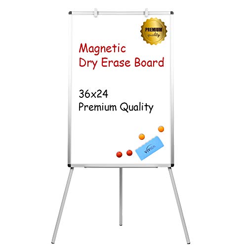 Magnetic Dry Erase Board, 36 x 24 Dry Erase Board with Stand, Adjustable Height, Smooth & Durable Surface, Lightweight & Portable Tripod Whiteboard, Versatile Dry Erase Stand White Board