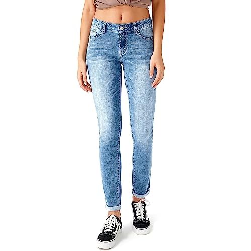 RHODANTHE Women’s Ripped Boyfriend Jeans Stretch Skinny Jean Trendy Distressed Straight Leg Jeans with Holes
