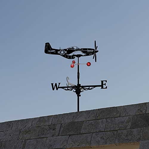 Anti-Rust Metal Weathervane, Retro Farm Scene Garden Yard Art Decorative Wind Indication 25.6 Inch (Airplane) #TOP1
