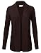 JJ Perfection Women's Open Front Knit Long Sleeve Pockets Sweater Cardigan Brown XL