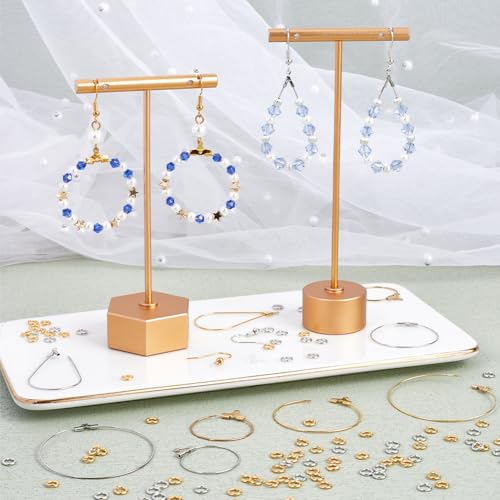SOFPLATE 520pcs Hoop Earrings Findings Beading Hoop Earring Supplies Brass Golden Silver Waterdrop Round Shaped Ear Kits with Open Jump Rings for Women jewellery Making Components Crafting Findings - Image 4