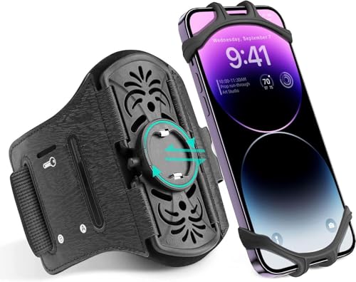 ランニングアームバンド スマホ 腕 ホルダー 【 ワンタッチで取り外し可能・360度回転】タッチ操作OK 指紋認証OK 調節可能 通気 防汗 男女兼用 4.7-6.7inchまでのiPhone/Android全機種に適用可能 (手首・アーム兼用) DONWELLのサムネイル