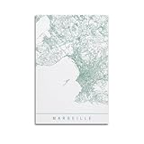 HUIYHB Stadtkarten-Poster, Europa, Frankreich, Marseille, 