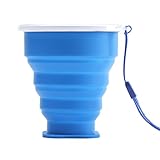 klappbecher edelstahl  Camping Klappbecher / Faltbecher aus Hochwertigem Silikon, Praktischer Outdoor Trinkbecher - Blau, 9cm H * 8.5cm Top Dia.