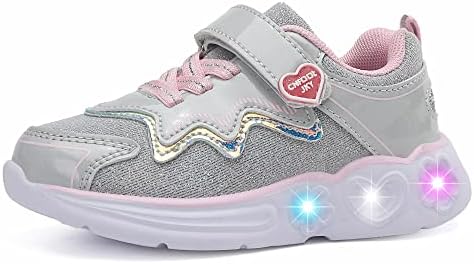Toddler Light Up Glitter Mesh Sneakers Lightweight LED Flashing Glitter Mesh Breathable Adorable Sneakers for Toddler Size 8 Silver