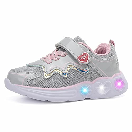 Toddler Light Up Glitter Mesh Sneakers Lightweight Led Flashing Glitter Mesh Breathable Adorable Sneakers For Toddler Size 8 Silver #TOP7