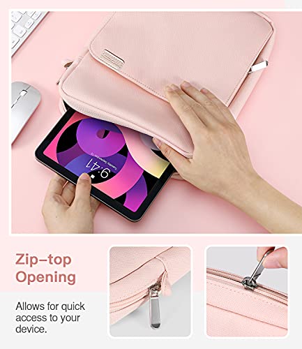Image of MoKo 9-11 Inch Tablet Sleeve Bag Handle Carrying Case with Shoulder Strap | Fits iPad Pro 11-inch M4, iPad Air 11-inch M2, iPad 10th 10.9, iPad 9 /8 /7th 10.2 and Tab S8 /S9 11, Pink
