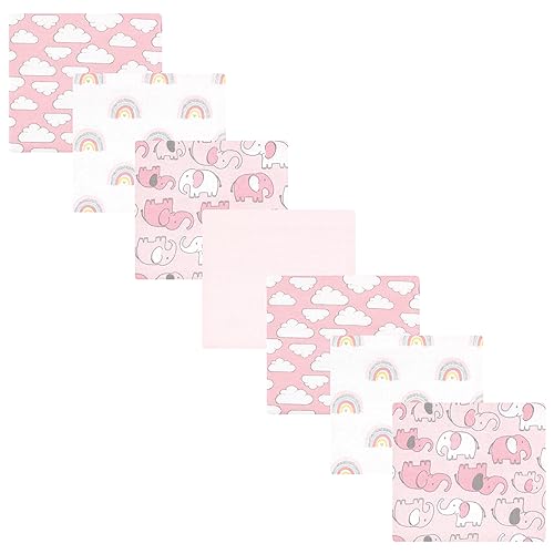 Image of Hudson Baby Unisex Baby Cotton Poly Flannel Receiving Blankets Bundle, Girl New Elephant, One Size