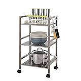 Mesa Carrito Camarera Acero Inoxidable Rueda De Plastico Móvil 3 Niveles Almacenamiento A Prueba De Moho, Tamaño : 40 x 32 x 75 CM)