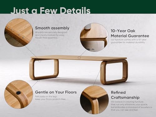 Image of Solid Sheesham Wood Coffee Table, Wooden Center Table for Living Room, Rectangular Modern Coffee Table with Natural Finish Durable Furnitures (Mango Wood, 46x20x18inch)
