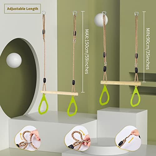 Gardtech Ninja Trapeze Swing Bar, Backyard Playground Obstacle Course Set Attachments For Warrior Slack Line Jungle Gym Play Swing Set (Green) #TOP1